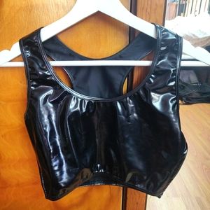 Black Latex Crop Top